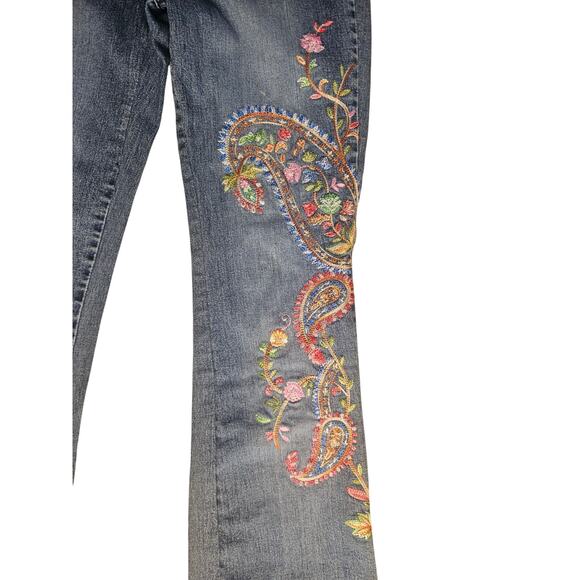 Vintage Willi Smith Paisley Jeans Embroidered Y2K Bootcut Sz 10 - Picture 3 of 8